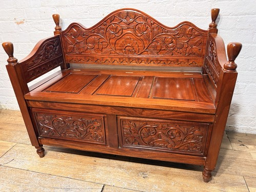 Carved hall storage - storage, bench