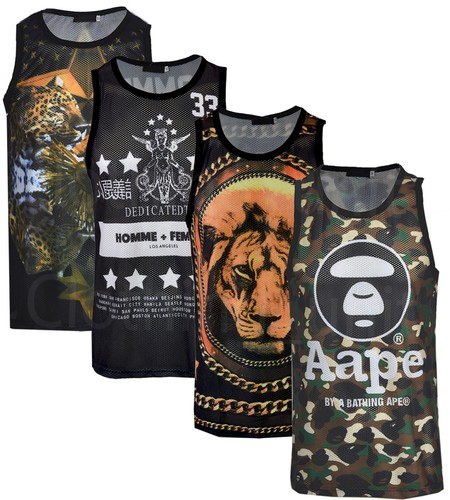 Mens airtex mesh vests - airtex, cotton