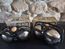2 Pairs vintage Boules/Petanque Set with Jack In Leather Carry Case . VGC, Rare