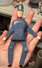 Antique German Folk Art Double Sided Painted Wood Soldier Jumping Jack Pull Toy