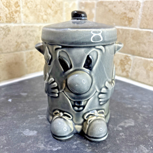 Vintage ceramic grey dusty bin - grey,