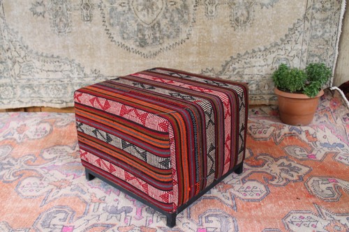 Handmade oriental kilim pouf - kilim,