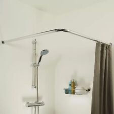 Shower Curtain Rail Pole L Shape U Shape Chrome Or White Non Rust Curtain Rail