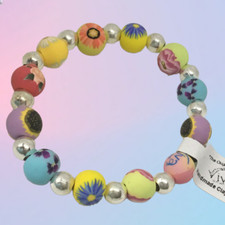 VIVA ORIGINAL FLOWER Clay Beaded Bracelet Hippy Boho Gift Hand Made J154
