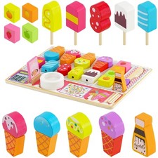 Wooden Ice Cream Shop Set Kids Toy Children's Kitchen Playset Role Play Toys