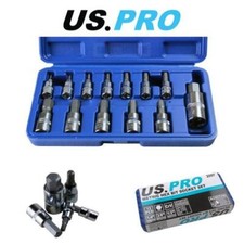 US PRO Tools 13pc Metric Hex Bit Socket Set 2 - 14mm 1/4" 3/8" 1/2" - 2097