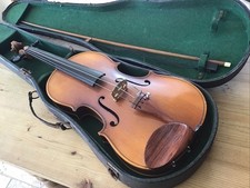 Old Vintage Antique Violin & Bow In Case Restoration Project Spares C Photos