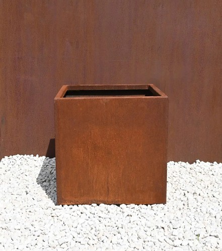 Corten steel cube - corten, planter