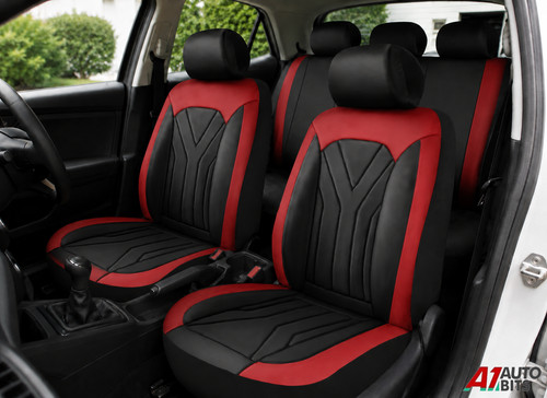 Stitch red black leather - black,