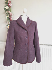 STUNNING JOULES HARBER HEATHER PURPLE 100% WOOL TWEED COUNTRY JACKET Sz 12