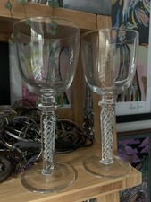 Kosta Boda Wino Glass X2  8” Tall Hand made, Air twisted stems Pair.