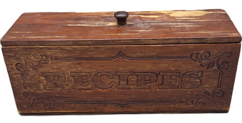 Vintage carved wooden recipe - carved,
