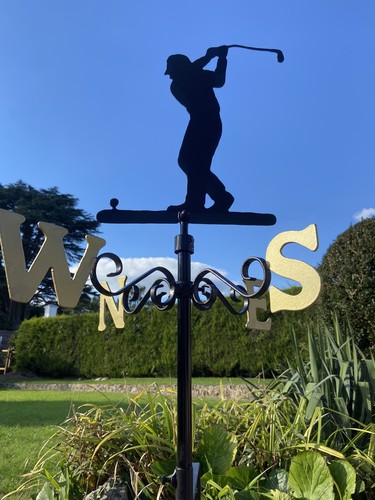 Golfer weathervane with gold