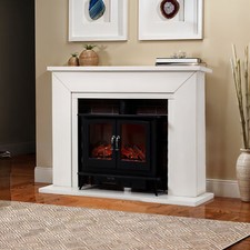 Freestanding Electric Fireplace Surround Log Fire Stove LED Flames Mantle Suite