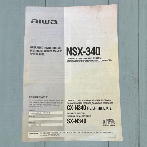 Aiwa nsx 340 operating - nsx-340,