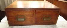 Antique 2 Drawer Oak Index Card File Cabinet Yawman & Erbe Dovetailed 22"x17"x9"