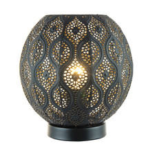 Floral Moroccan Table Lamp in Matte Black Traditional and Vintage Design by H...