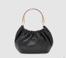 Metal-Handle Leather Clutch