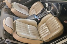 MGF MG TF Cream Leather Seats With Green Piping Embroidered Headrests