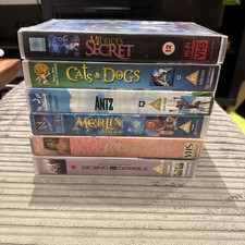 6 x VHS Video Tape Big Box Mixed Bundle Blockbusters Antz Cats & Dogs Merlin