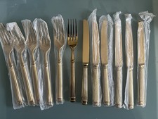 Luxury Heavy Cutlery Set of 12 Roman Stainless Steel Gold Colour Fork Knife 