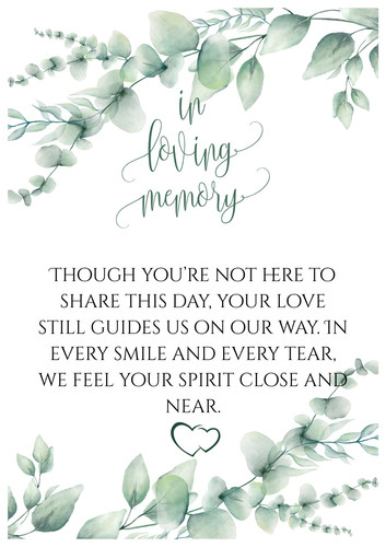 Wedding memorial table sign - memorial,