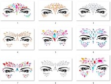 9 PCS Face Gems Adhesive Glitter Jewel Tattoo Sticker Festival Gems Z9ZAKMIX-A