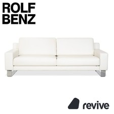 Rolf Benz EGO Leather Three-Seater Cream White Sofa Couch