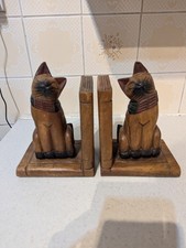 Vintage Cat Bookends Wooden