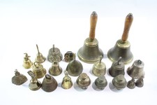 Vintage Brass Bells Of Various Style & Sizes Job Lot 5039g