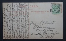 Spondon squared circle, dated AU 4 07, code C on Locko Hall, Spondon postcard