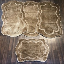 ROMANY GYPSY WASHABLES SET OF MATS 67CMX110CM MATS-RUGS BROWN-BEIGE NON SLIP 