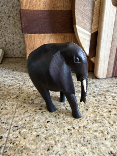 Vintage ebony carved - vintage, elephant