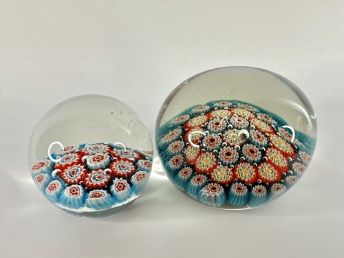 Pair millefiori art glass - millefiori,
