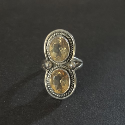 Sterling silver double - silver, citrine