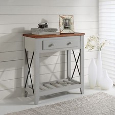 Cottage Console Table Grey Painted Pine Wooden Hall Table 1 Drawer