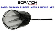 SCRATCH TACKLE RAPID FOLDING RUBBER MESH LANDING NET BOAT COD PIKE SALMON TROUT