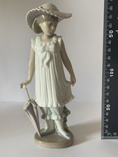 Rare Vintage Lladró Nao Figure of Lady with Parasol Daisa 1990 Porcelain Unusual