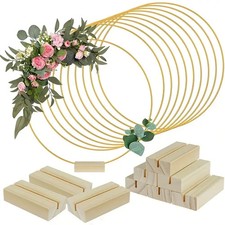 5 Gold Metal Hoops Decorative Centerpieces with Stands Round Rings Weddings 30cm