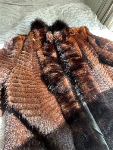 Brown vintage real mink fur - brown,