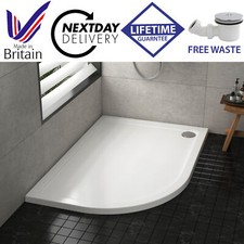 40mm Offset Quadrant Slimline Stone Shower Enclosure Tray With FREE Waste