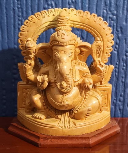 Ganesha statue wood with - ganesha, flat