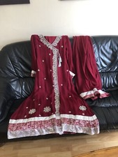 Pakistani Dress Party Wear Designer Salwar Kameez  Maxi Maroon Embroidered Small