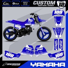 YAMAHA PW 50 GRAPHICS KIT PEEWEE 50 GRAPHICS MINI BIKE GRAPHICS BLOCK BLU/WHI