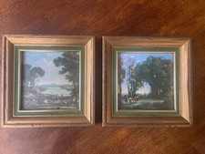 Antique pair hand painted old