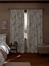 Next Grey Floral PENCIL PLEAT Blackout 167Wx183DROP, CENTIMETRES