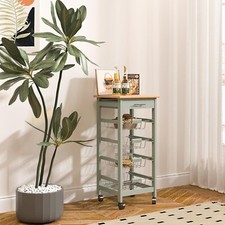 Wooden Kitchen Storage Trolley with 4 Baskets & Wheels,Utility Organizer Shelves