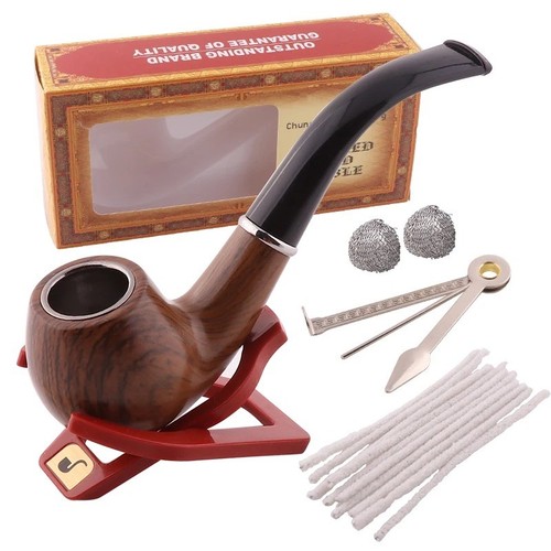 Ebony wood smoking pipe - wood,