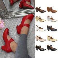 WOMENS LADIES MID BLOCK HEEL