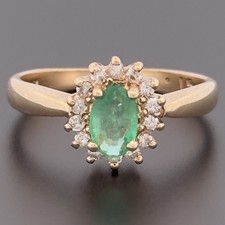 9ct Yellow Gold Emerald &